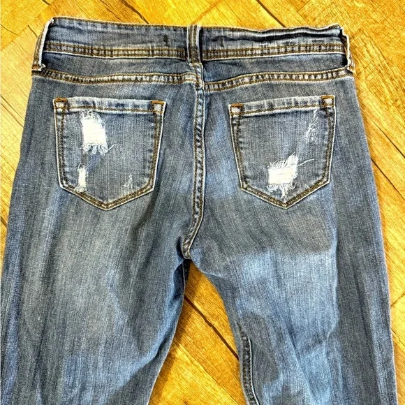 Women's‎ Mid Rise Relaxed Fit Skinny Distressed Denim Blue Jeans Size 3 - Picture 8 of 8